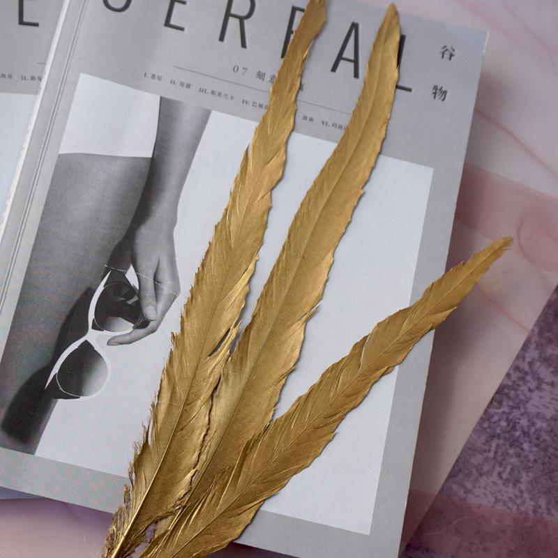 Golden Feather Decoration Handmade Crafts Photography Props Background Spray Gold Feather Decoration Material