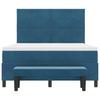 Box Spring Bed with Headboard Dark Blue 140 X 200 Cm Velvet