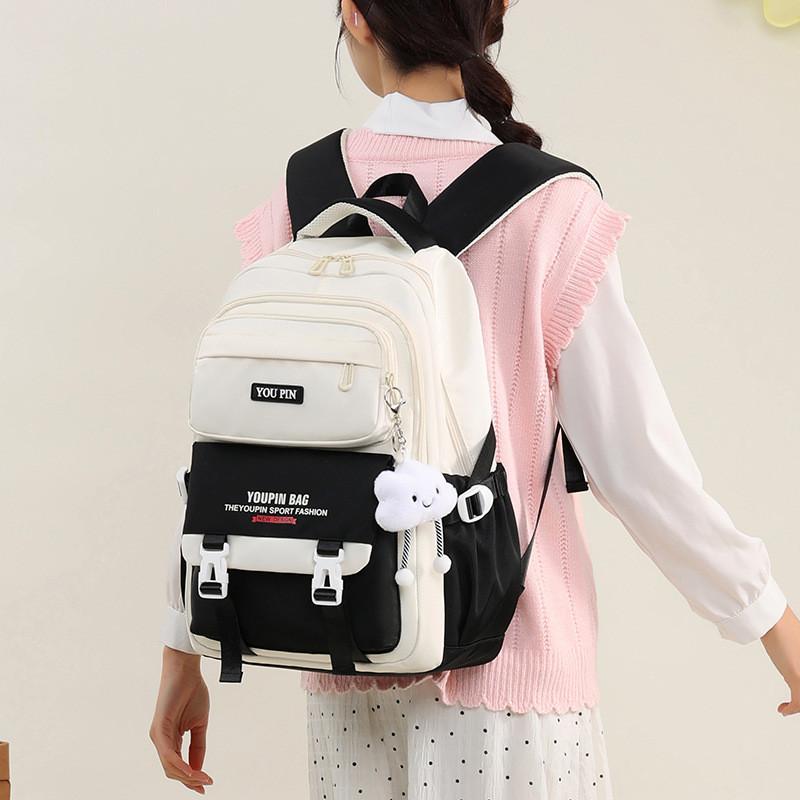 Letter Printed Backpack Large Capacity Anti Splashing Water Student Schoolbag