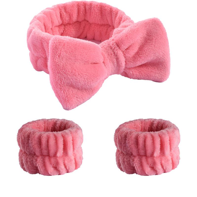 Wash Face Headbands 3PCS Women Coral Fleece Hair Bands Cuff Waterproof Bands Absorbent Wristbands Head Band Hair Accessories Set