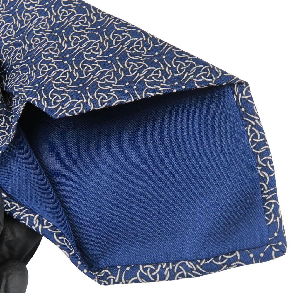 Used HERMES tie Celtic Knots silk Navy white business