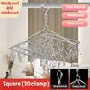 50/40/30/20/10/6Clips Clothesline Inox Practical and Retractable Fasteners Windproof Square Laundry Airer with Multi Clothespins