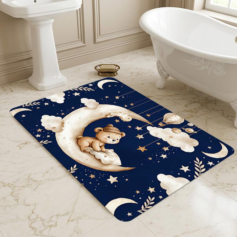 Moon Bear Living Room Nonslip Area Rug Soft Carpet For Bedroom Game Playroom Sofa Office Home Decor Doormat Christmas Gift C929451