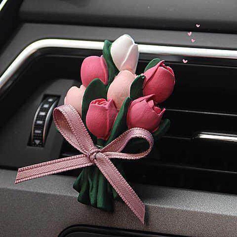 Tulip Cute Bear Car Aromatherapy Air Conditioner Air Outlet Decoration Car Perfume Fragrant Stone Cartoon Super Cute Couple