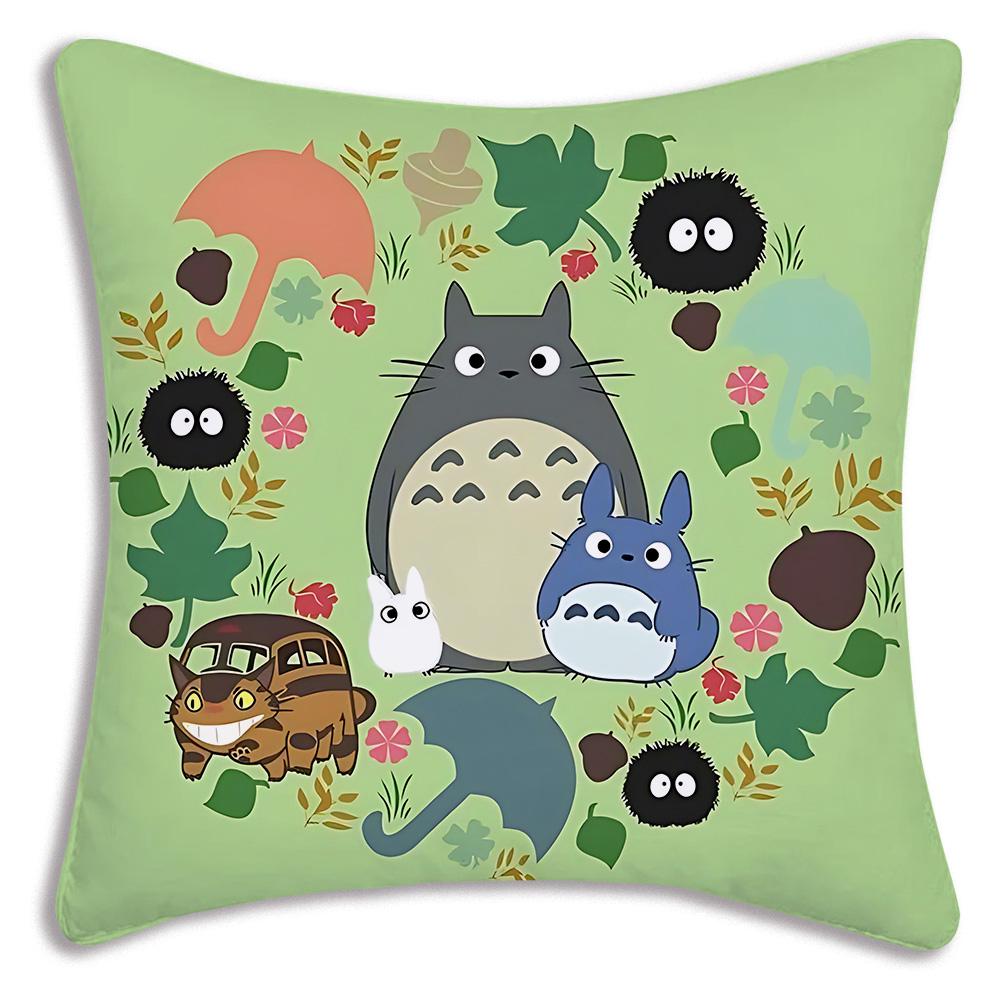 Hot Cartoon Cute Pillow Covers Cartoon Sofa Decorative Home Double-Sided Printing Short-T-Totoros Plush Cute Cushion Cover