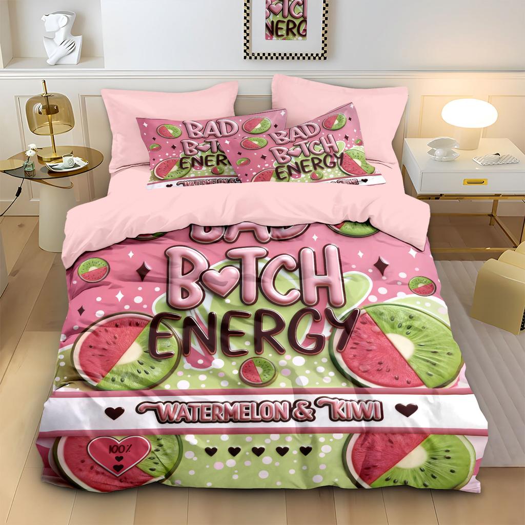 E-Commerce Supply Bed Three-Piece Set 90G Polished Pillowcase Quilt Cover Christmas Sparkling Water Digital Printing Bedding