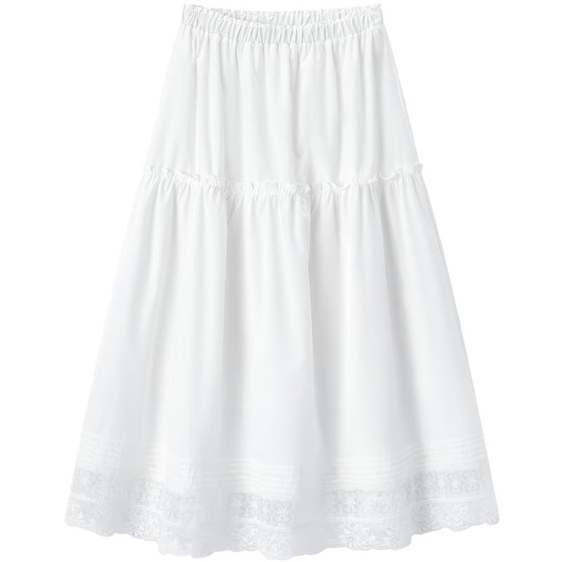 EICHITOO Women s Tencel Cotton Korean White Moonlight Lace Tiered Skirt L
