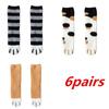 6 Pairs Autumn Winter Coral Velvet Socks Cute Cat Claw Socks For Women Girls Middle Tube Thickened Sleep Socks Home Floor Socks