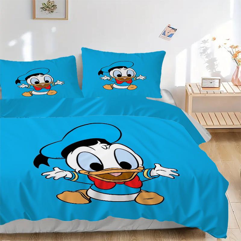 3pcs Cute Donald Duck Printed Quilt Set Soft and Comfortable Quilt Cover for Bedroom, Guest Room W014