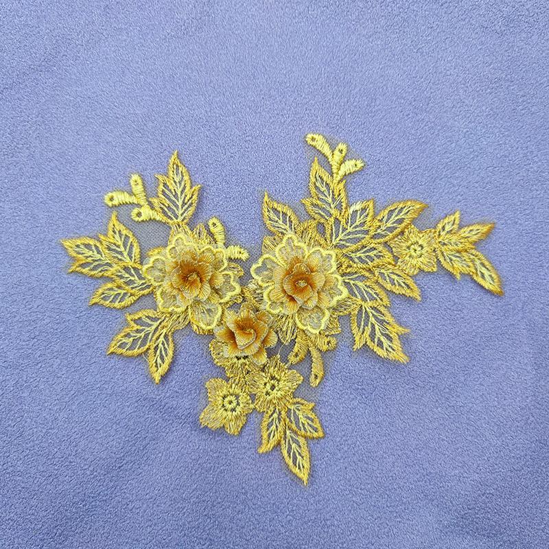 1pair Embroidered Three-dimensional Lace On Flower Wedding Dress Accessories DIY Lace Stickers Bridal Dress Decoration