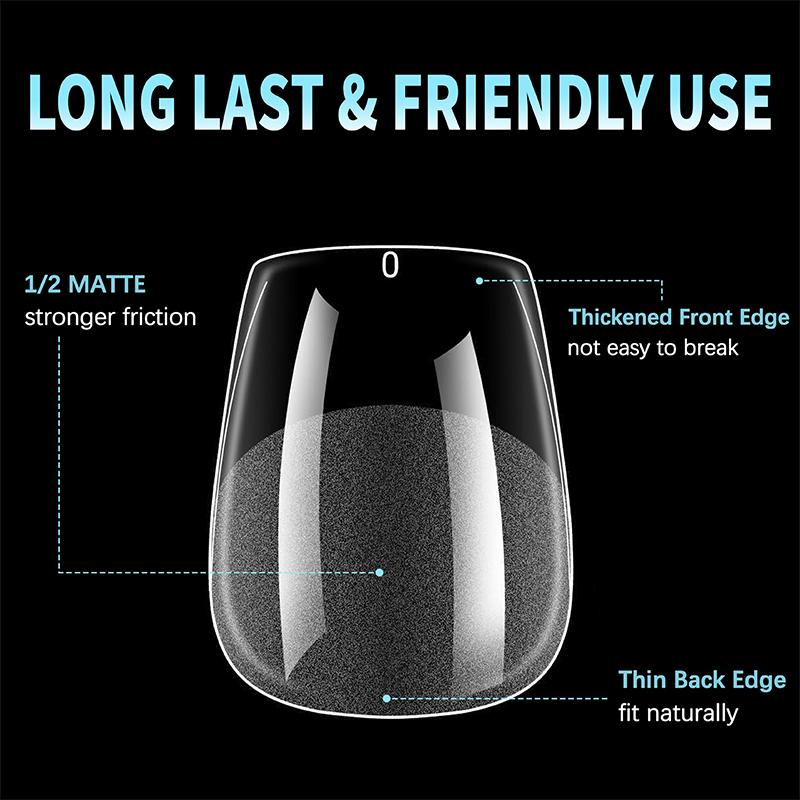 360Pcs/Box Fake Nails Transparent Frosted French Almond Acrylic Water Drop False Nail Tips For Extension Tip Manicure Tool