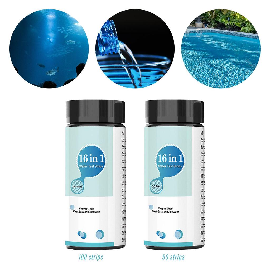 16 in 1 Water Test Strips Fast Hardness Resin Drinking Water Test Strips for Spas Pools Freshwater Science Experiments Hot Tubs