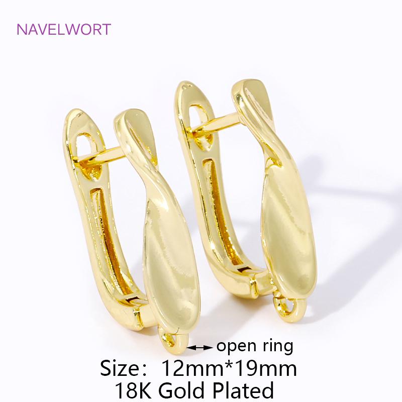 DIY Earring Making Accessories 18K Gold Plated Smooth Earring Hook Clasps Brass Metal Earwires Hooks,Jewelry Making Supplies