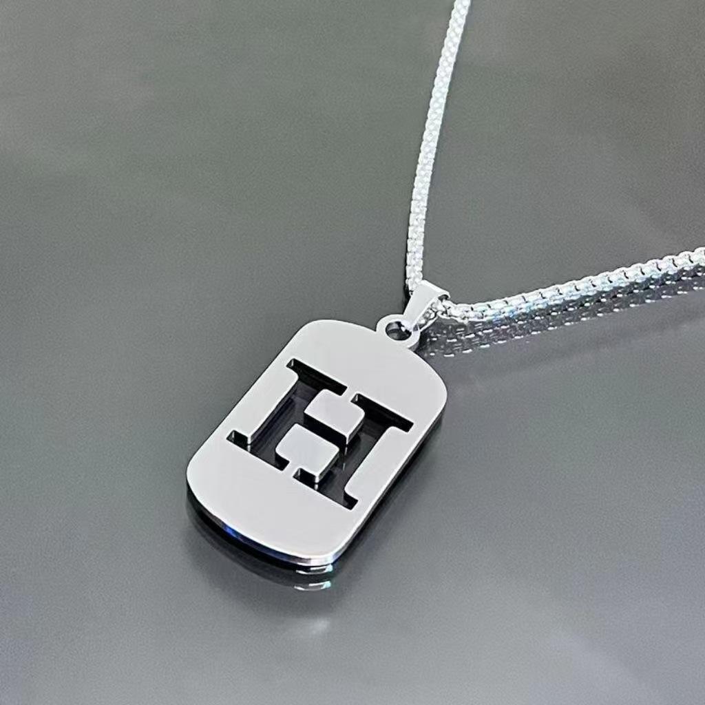26 Letters English Titanium Steel Necklace Men'S And Women'S Versatile Sweater Sweater Chain Simple Fashion Collarbone Chain