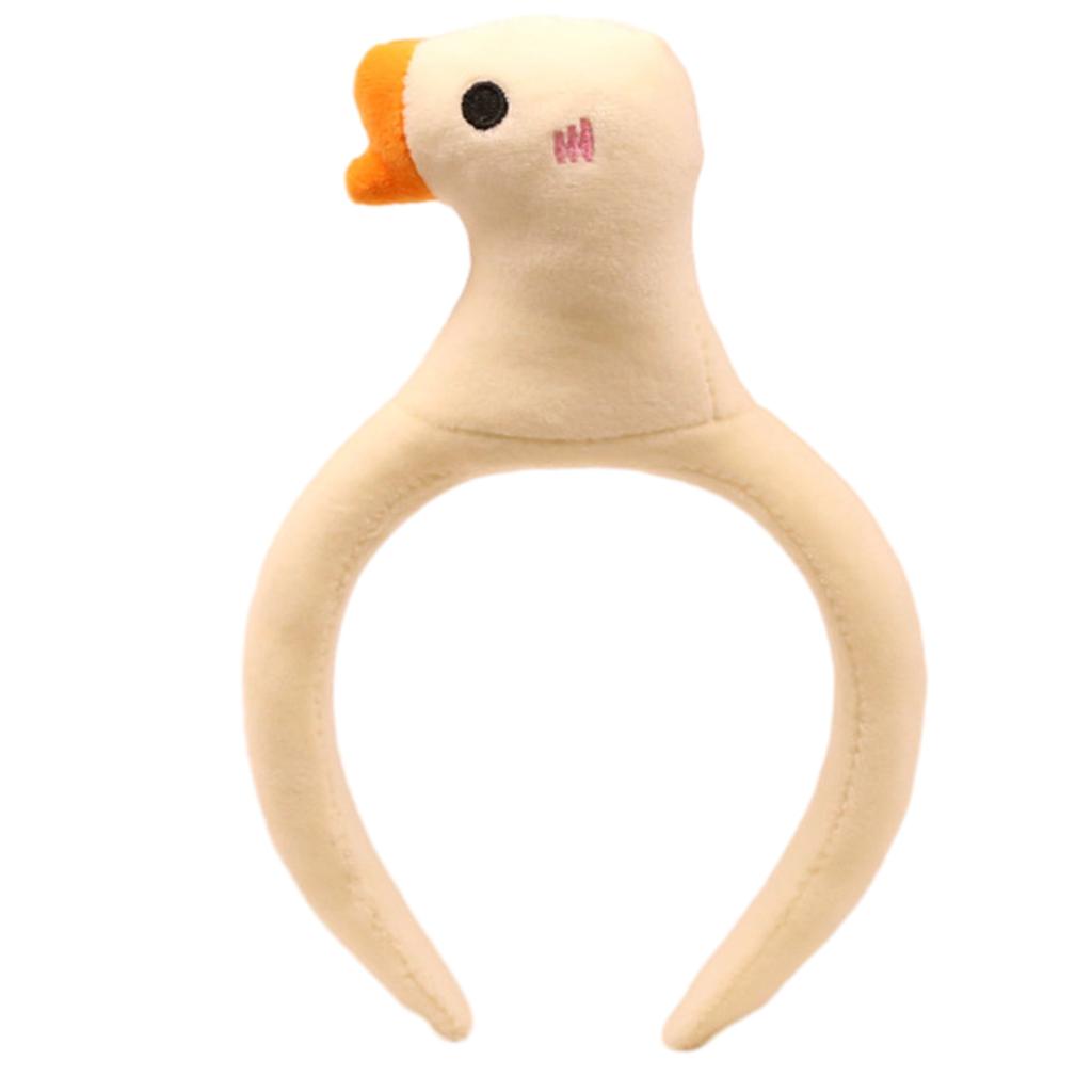 Cute 3D White Goose Headband Makeup Hair Hoop Stuffed Plush Duck Doll Animal Hairband Hair Accessories for Women Kids