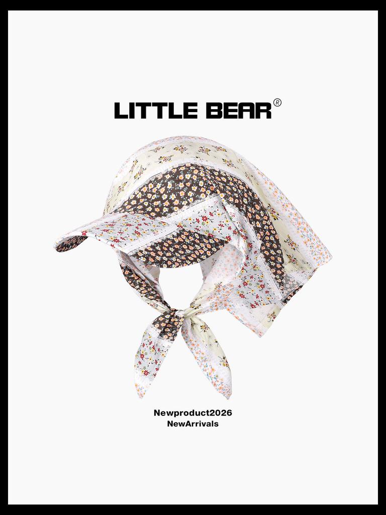 Vintage Floral Tie Headband Cap Women Spring Summer Niche Fashion Peaked Cap Breathable Casual Sun Visor Hat