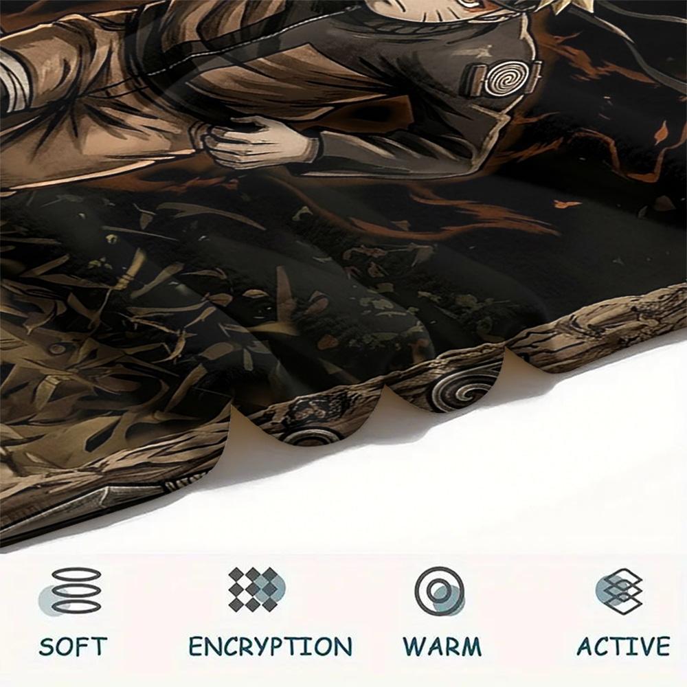 1PC Naruto Fire Determination Patterned Flannel Blanket Suitable For All Seasons For Home Decor Warmth And Comfort Gifts Holiday Present
