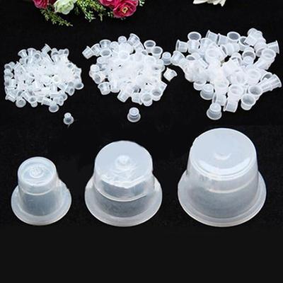 100Pcs Small Medium Large Plastic Clear Tattoo Ink Cups Caps Pigment Supplies