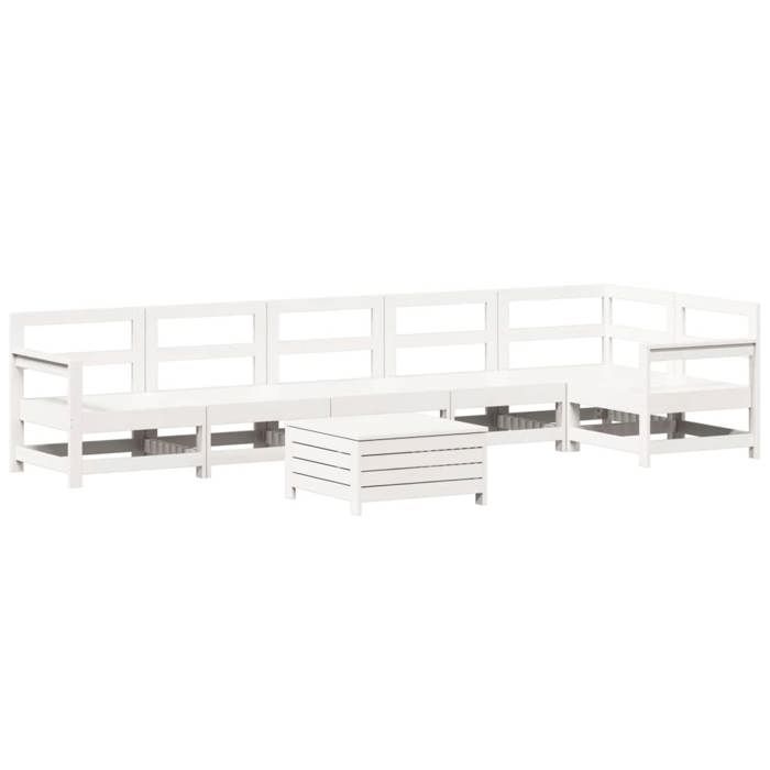 VidaXL Salon de jardin 7 pcs blanc bois de pin massif 3250905