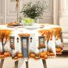 1 Fall Thanksgiving Vintage Elegant Pattern Tablecloth, Vintage Arch Swing, Maple, Pumpkin Tablecloth