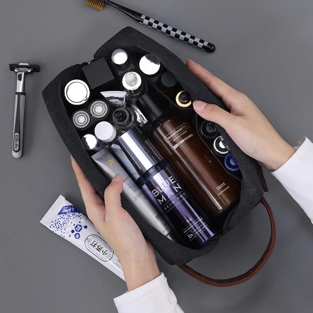 Men Cosmetics Storage Bag Portable Zipper Closure Makeup and Beauty Bag Business Travel Large Capacity Toiletries Organizer Bag