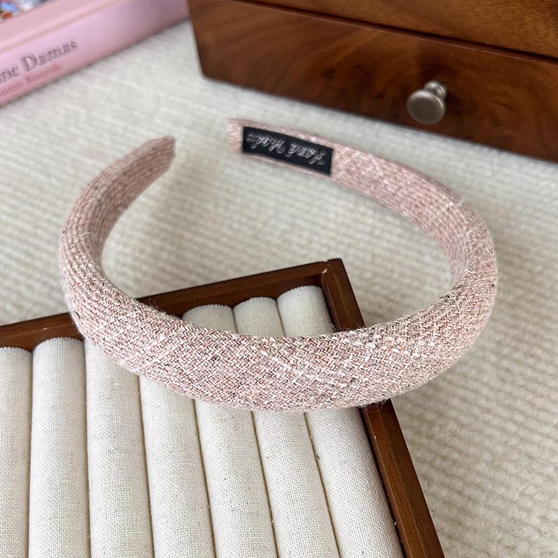 Autumn New Small Fragrant Style Tweed Plaid Sponge Headband for Woman Girls Elegant Hair Hoop Hair Band Fashion Hair Accessories