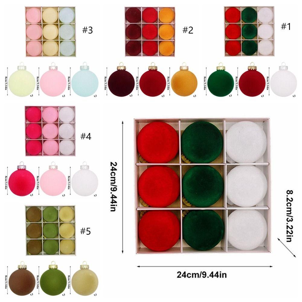 9pcs PET Flocking Christmas Balls Plastic Christmas Tree Hanging Decoration  New Year