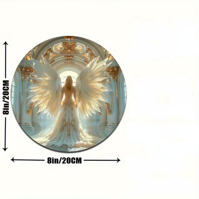 Charmante décoration murale ronde d'ange pour la maison et le bureau. Un cadeau créatif durable et facile à nettoyer.