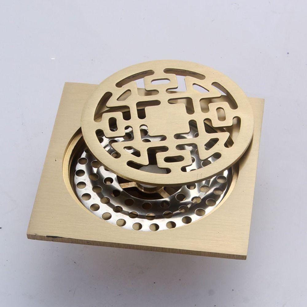 Removable Square Shower Drain Brass Floor Hair Catcher Durable Bathroom Drainage  Laundry Floor