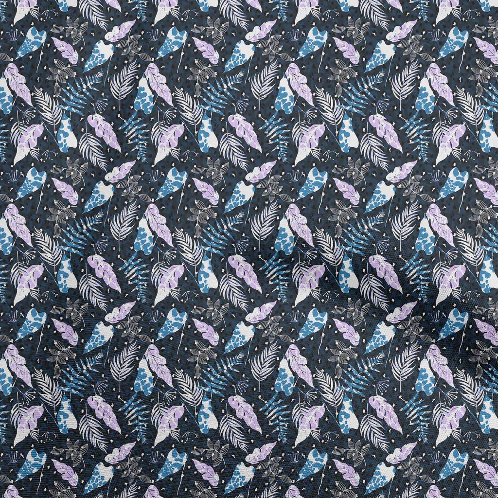 oneOone Cotton Flex Blue Fabric Tropical Leaf Sewing Fabric By The Yard Printed Diy Clothing Sewing Supplies 40 Inch
