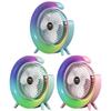 USB Portable Table Fan 3 Speeds with Colorful Light Personal Fan 180 Degree Rotatable Desktop Fan for Home Office Bedroom Dorm