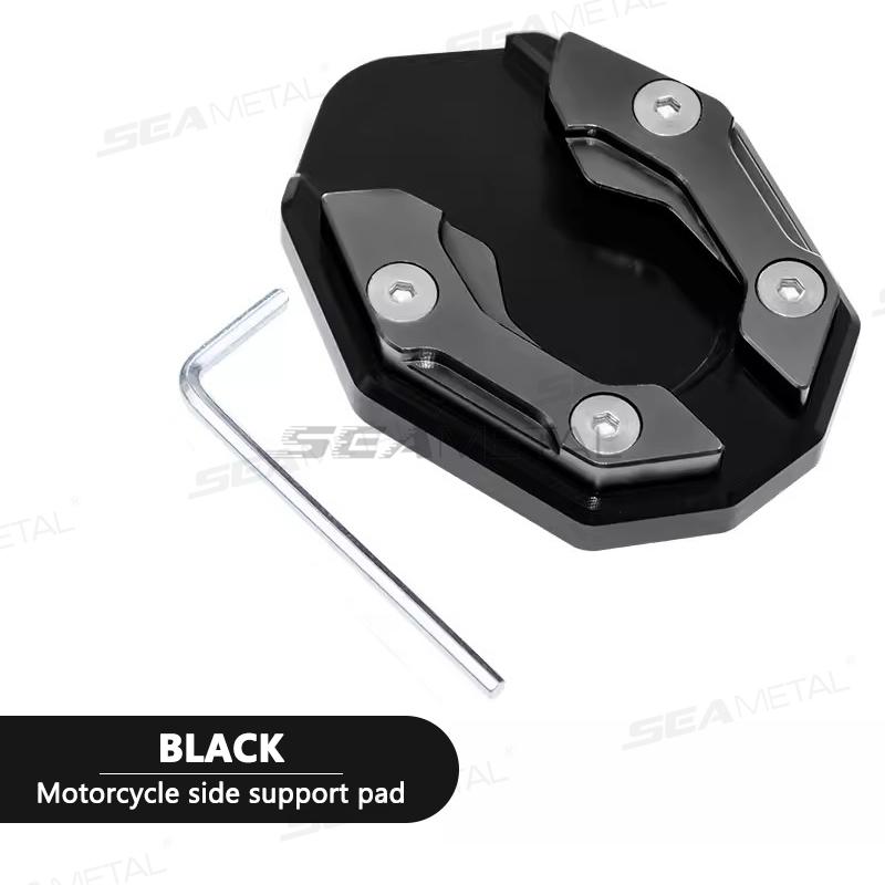 SEAMETAL Motorcycle Side Stand Cover Aluminum Alloy Motorcycle Stands Pad Universal Bicycle Foot Extension Kickstand Accessories чёрный