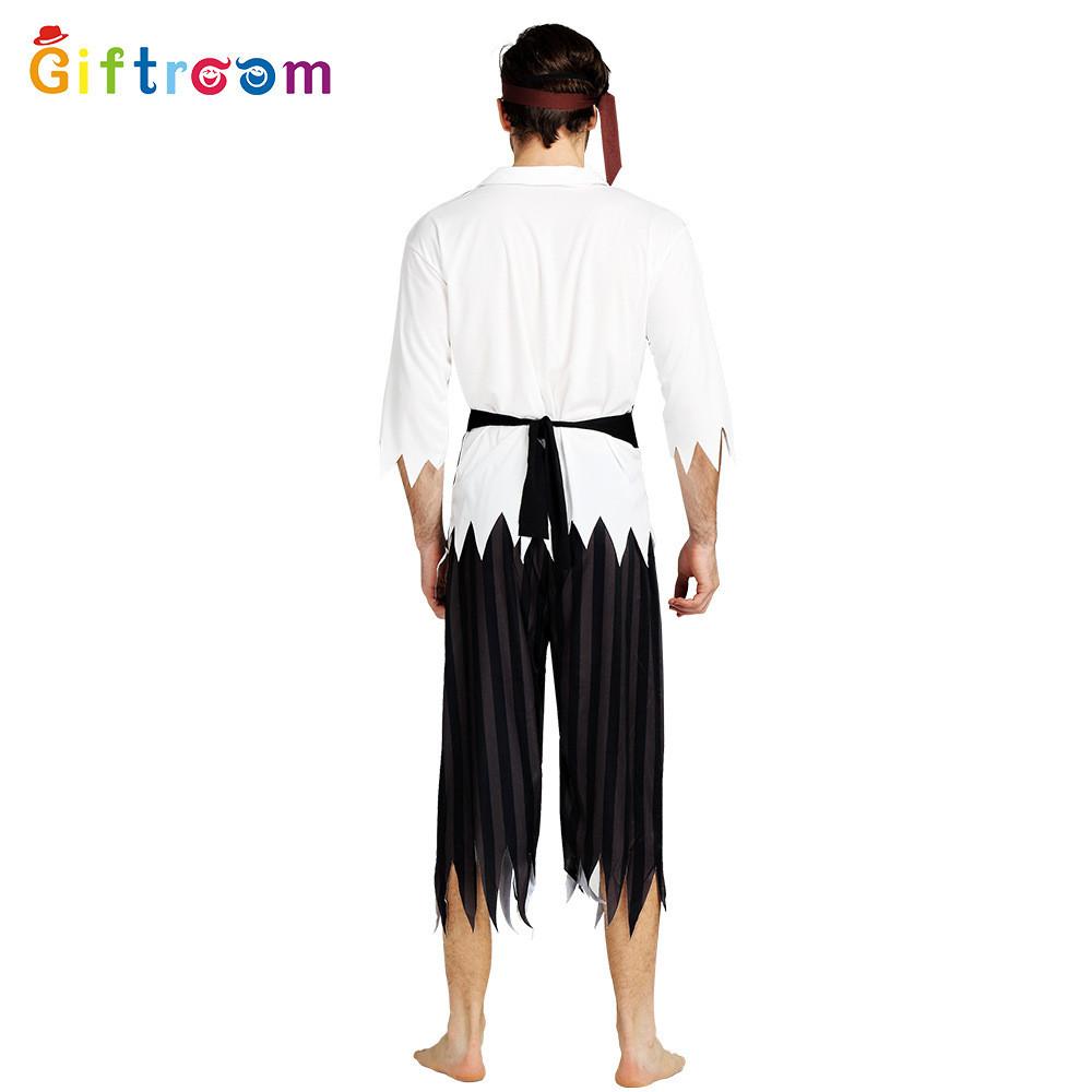 Quality Polyester Fabric Pirate Costume With Beard And Belt For Mens Celebrations Halloween