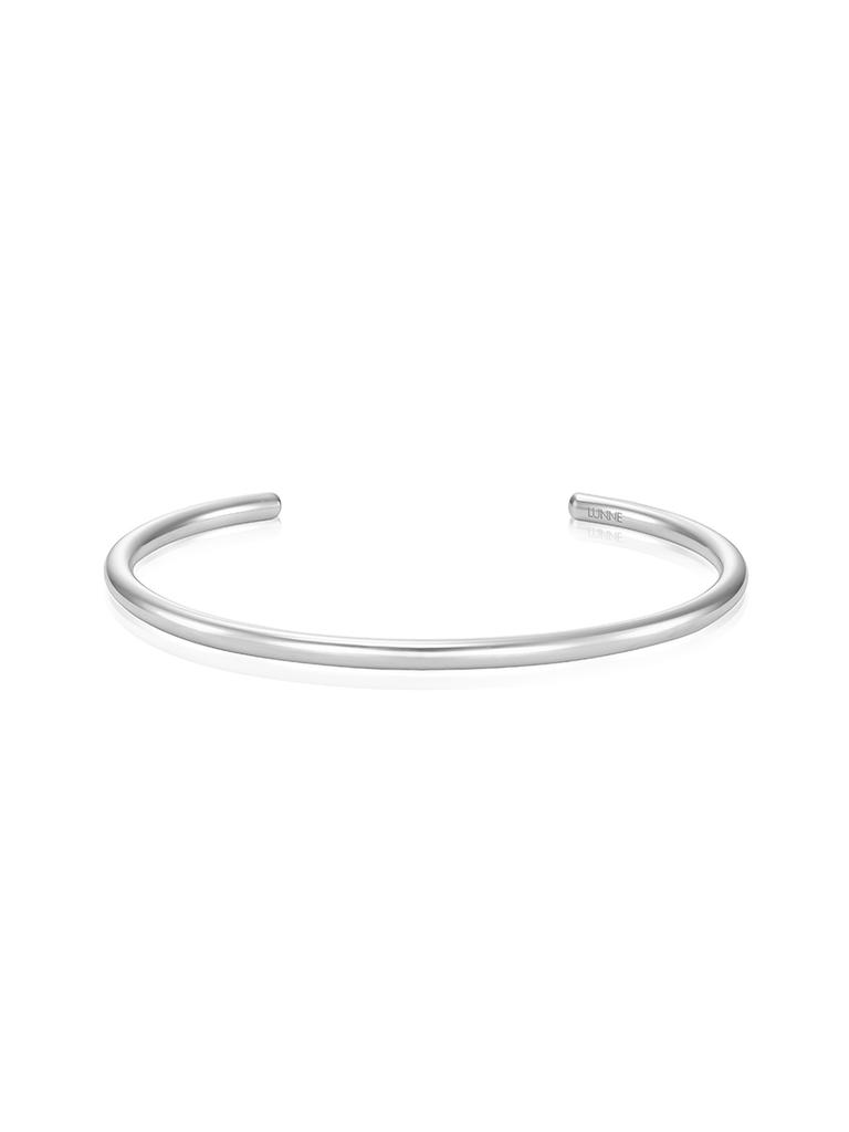 Lunne Silver 925 3Mm Dense Solid Cuff Bangle Bracelet #Lsb28