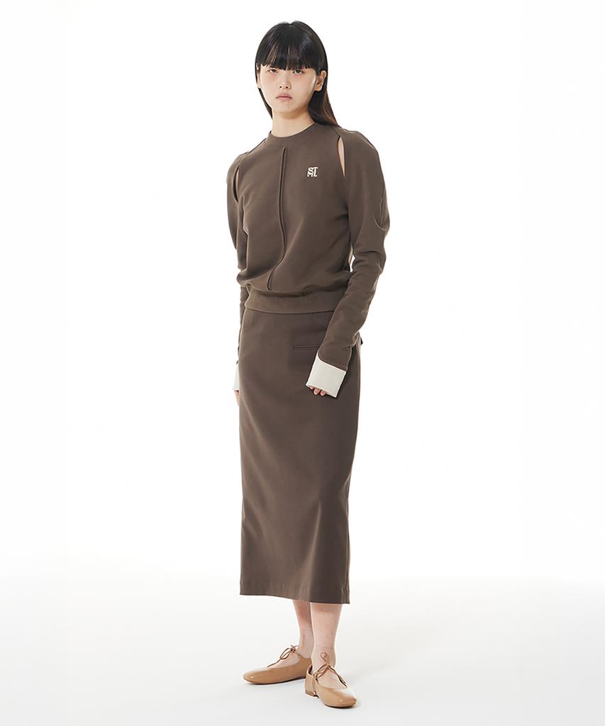 Seutimillon Dual-Way Buckle Point Long Skirt_Brown
