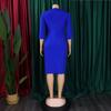 Women Elegant Office Commuting Half Sleeve High Waist Bodycon Large Size Midi Dress