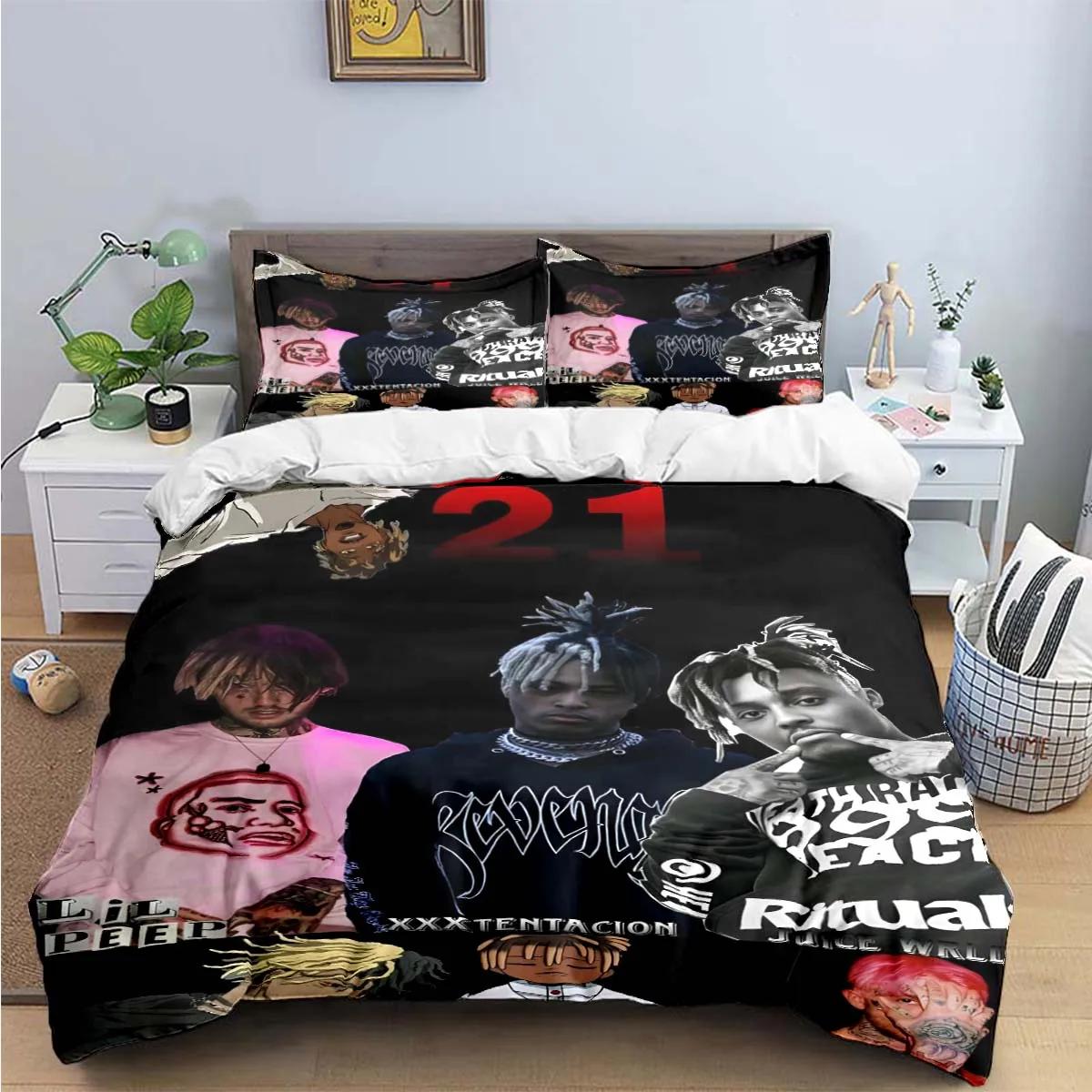 Ensemble de literie J-Juice WRLD chanteur hip-hop mode taille simple jumeau complet king size génie musical linge de lit adultes adolescents chambre à coucher cadeau EU Twin 135x200cm