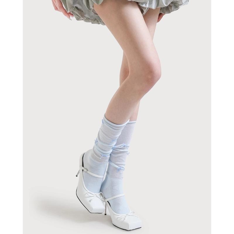 Fashion New Design Bowknot Square Toe Women Pumps Sexy Buckle Strap Thin High Heels Red Banquet Prom Mule Slippers Shoe Zapatos De Mujer