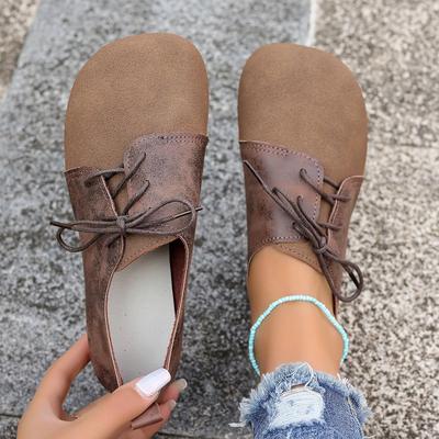 Vintage-Stil Übergröße Damen Freizeitschuhe Flache Sohle Bequeme Damen Einzelschuhe Low Top Schnürung Knöchel-Sneakers