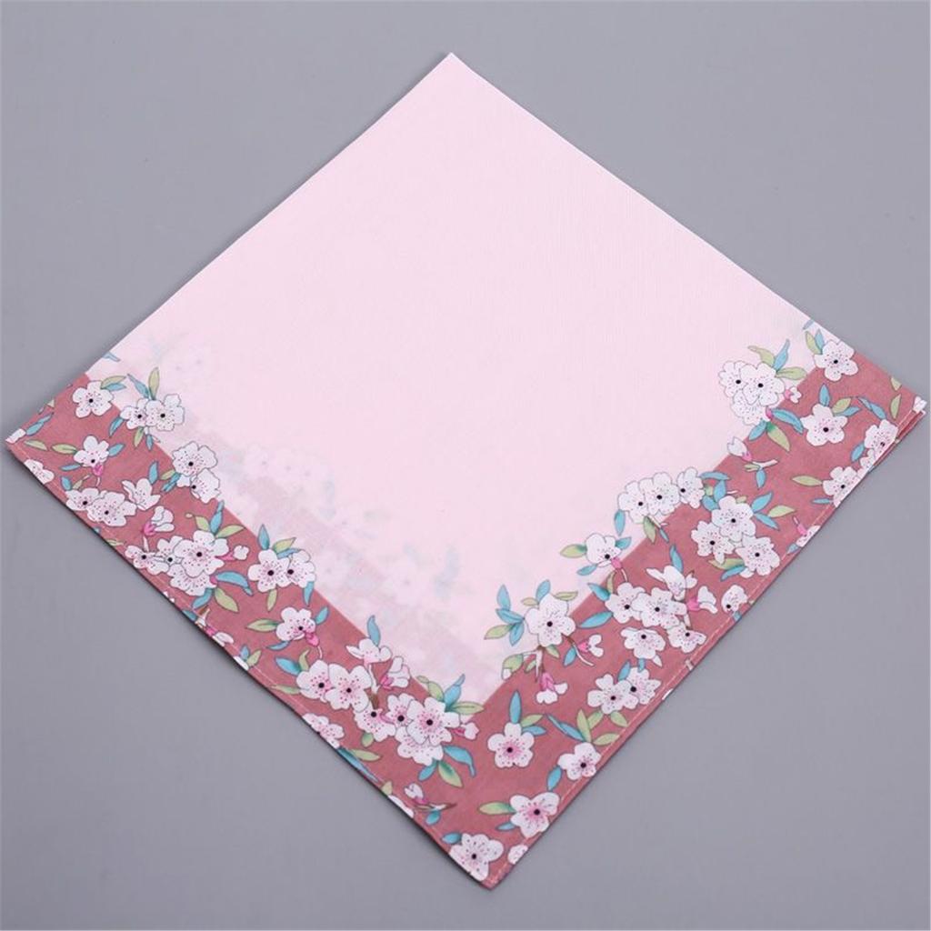 Ladies Elegant Handkerchief Cotton Handkerchiefs Hanky for Women Soft Absorbent Comfortable Fabric Flower Pinted Hanky