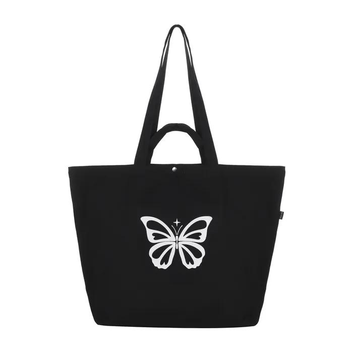BUTTERFLY GRAPHIC CANVAS BAG_BLACK