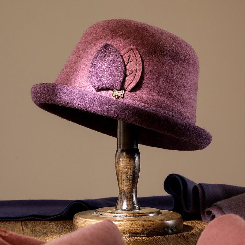 Woolen Fisherman's Hat, Women's Autumn and Winter Warm Fashion Top Hat Temperament, Mother Shows Washbasin Hat