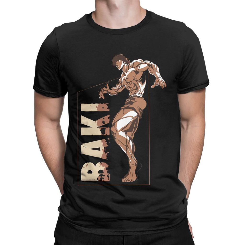 Men's T-Shirts Baki Hanma Grappler Yujiro Vintage Pure Cotton Tee Shirt Short Sleeve Anime T Shirts O Neck Clothes Gift