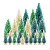 56 Pcs Mini Christmas Trees Set Sisal Snow Frosted Bottle Brush Trees