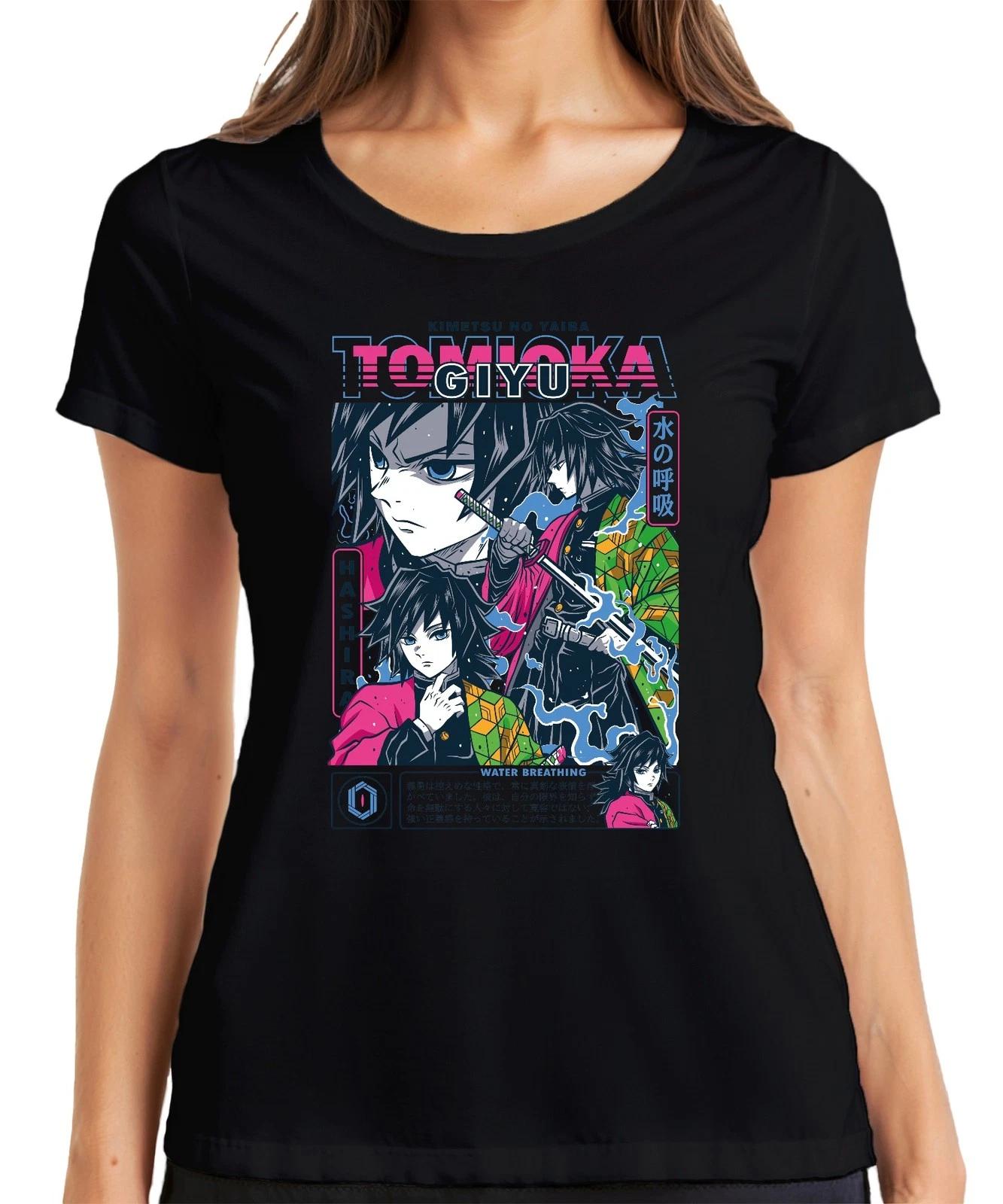 Giyu Tomioka Kimetsu no Yaiba Water Breathing Schwert Hashira Damen T-Shirt L