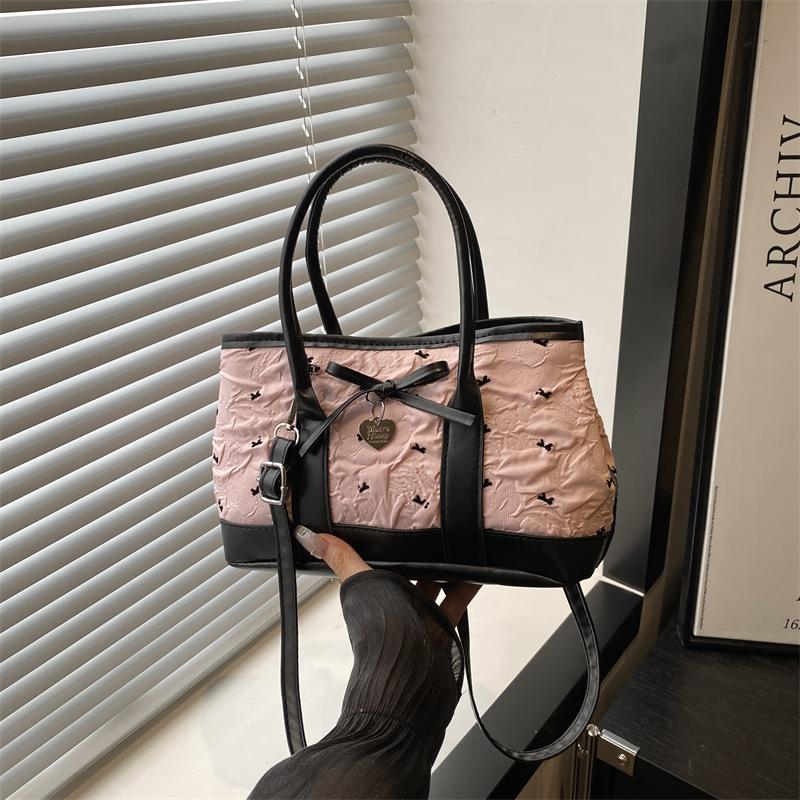 

Polka dot bow handbag women s 2025 new trendy fashion small tote bag cute versatile messenger bag