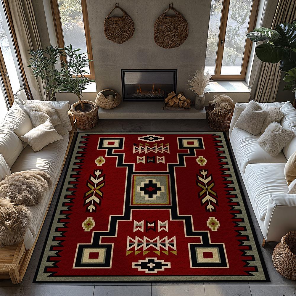 Rustic Southwestern Area Rug Non Slip Indoor Outdoor Mat Tribal Pattern Home Decor Farmhouse Entryway Doormat Modern Floor Cover