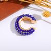 Retro Fashion C-Shaped Bling Ear Clips with Colored Diamonds - Trendy No-Pierce Earrings