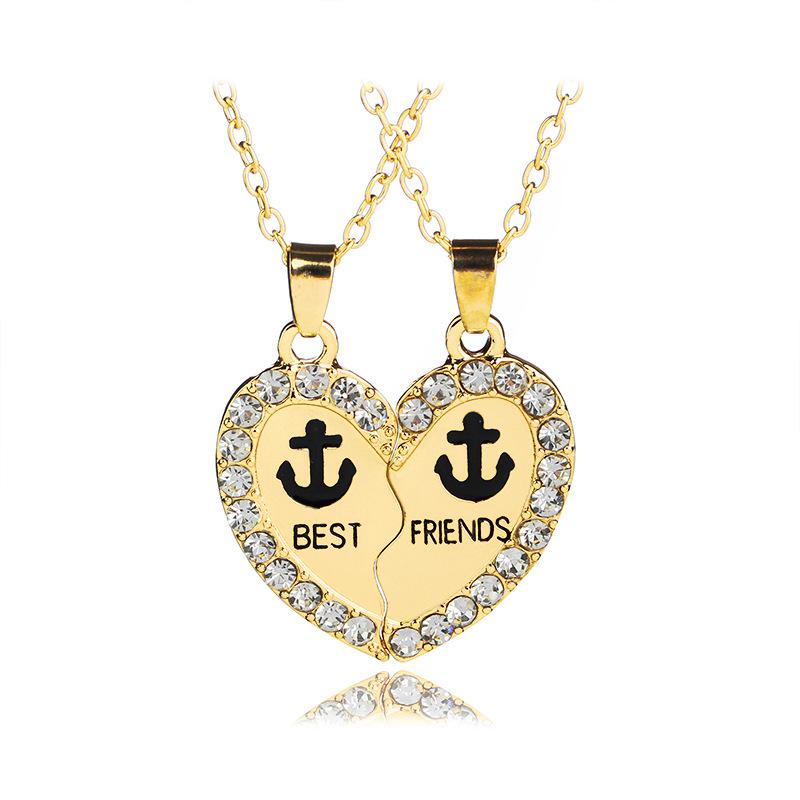Zhi Jia European & American Fashion Diamond Heart Best Friend Necklace