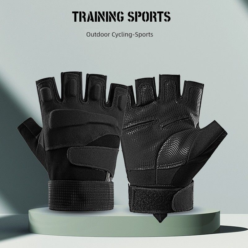 

Тактические перчатки мужские с открытыми пальцами для фитнес-тренировок, для боя, спецназ, нескользящие, износостойкие, для мотоцикла, велоспорта, для военных фанатов, спортивные Black Hawk-Black M